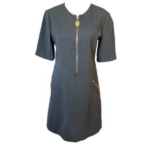 Stella McCartney Gray Wool Sheath Zip Up Dress Size 38